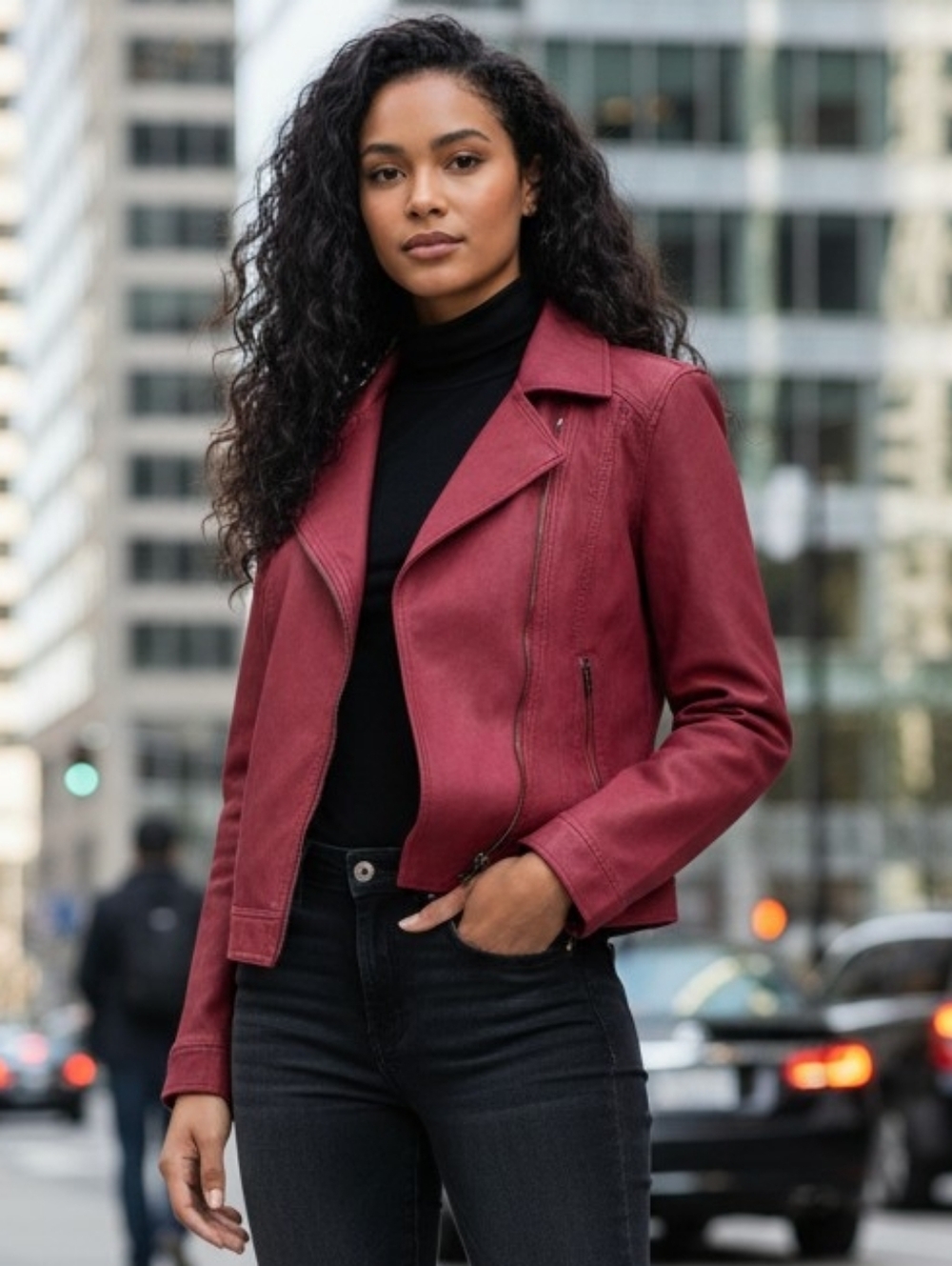 Liverpool Coated Denim Deep Red Jacket
